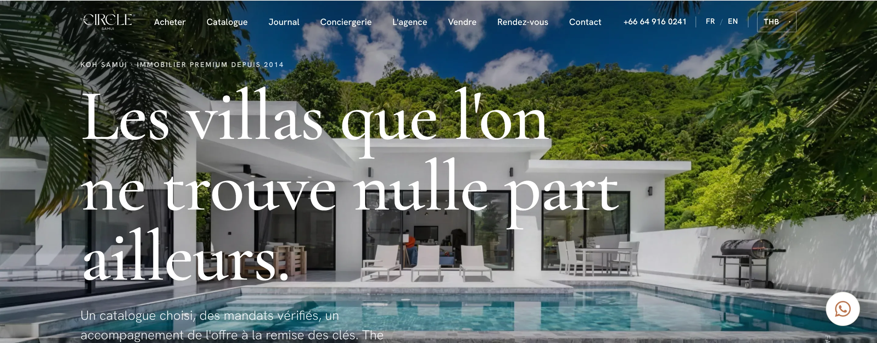 Nouveau site de The Circle Samui, gestion de villas et conciergerie